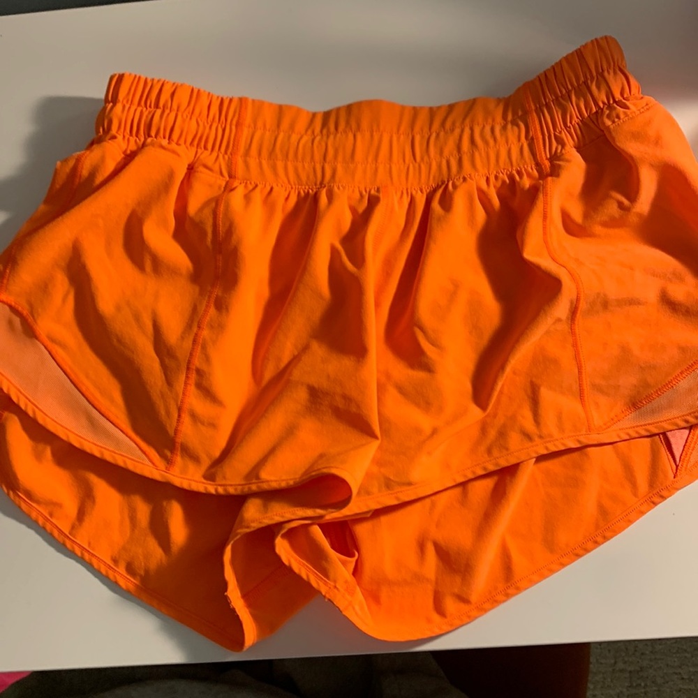 Orange lululemon hotty hot shorts - size 6